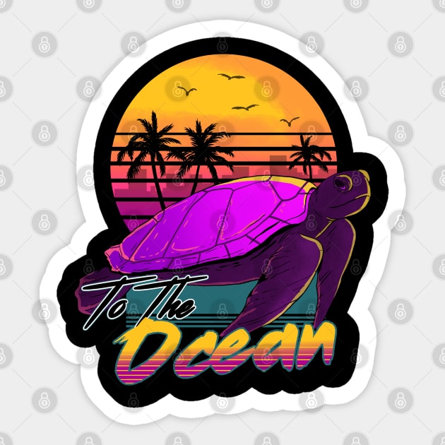 Vsco Girl Sea Turtle Synthwave Vaporwave ocean Retro Wave Sticker by A Comic Wizard